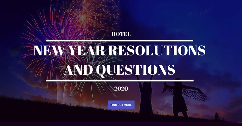 Firework background with caption "New Years Resolution and Questions"